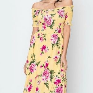 FLORAL OFF-SHOULDER MAXI-DRESS